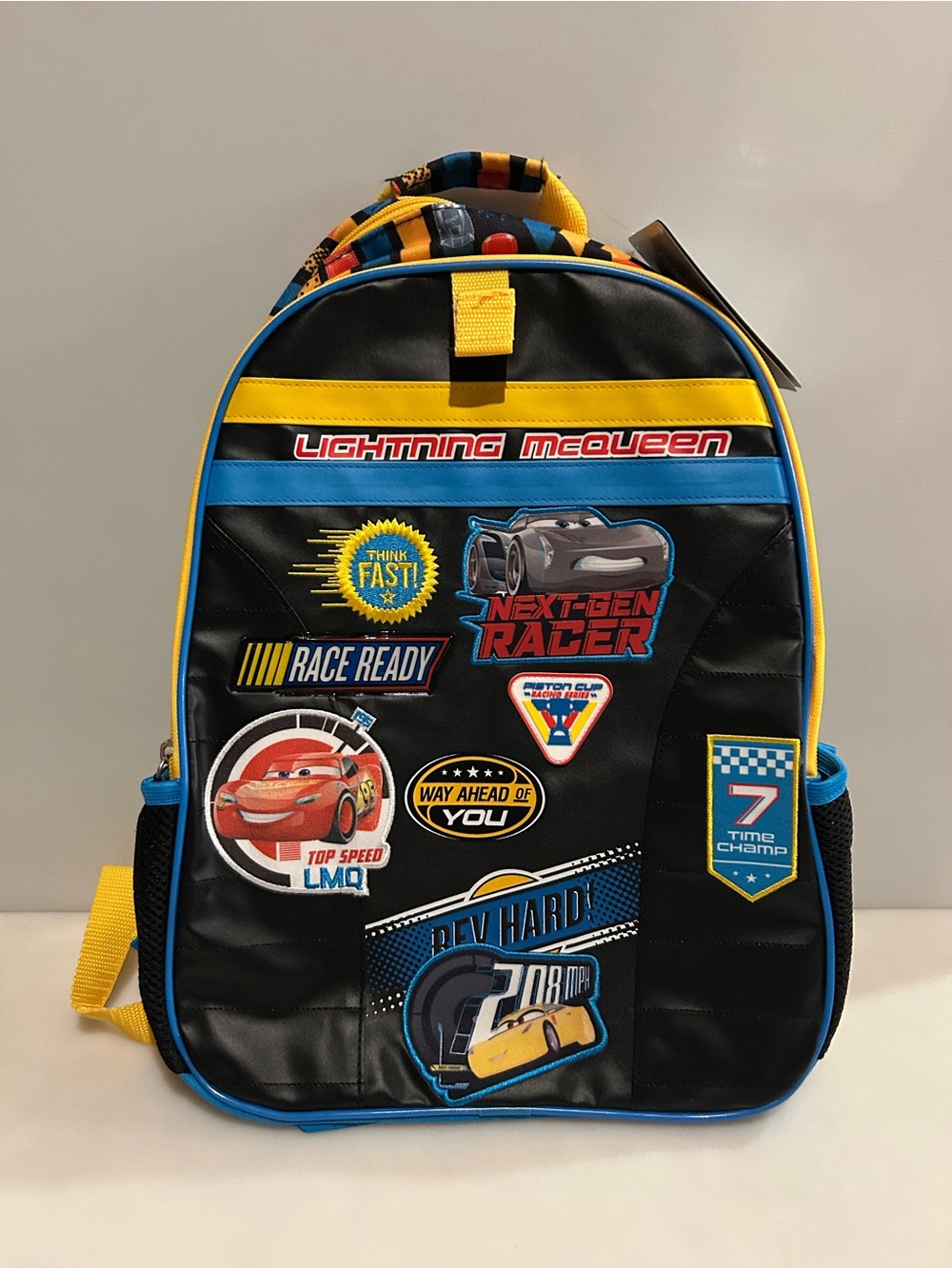 New Disney Store Pixar Cars Lightning McQueen School Backpack 2 Pocket NWT